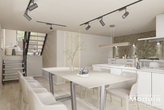 世田谷区新町 新築分譲住宅｜C号棟LDK完成予想3DCGパース（LDK）