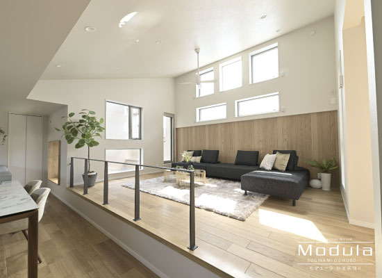 杉並区上荻3丁目 新築分譲住宅｜南の光をたっぷり取り込むリビング(2026.3撮影)